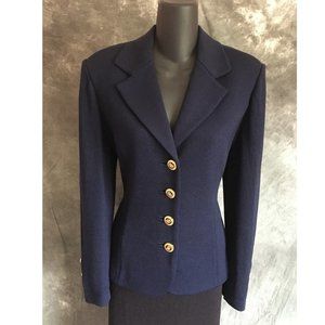 st john navy blue knit jacket size 6
